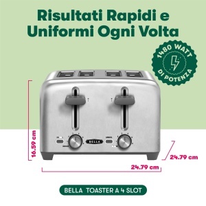 Toaster BELLA cu 4 fante, 6 niveluri de rumenire, functii de oprire automata si incalzire - Img 2