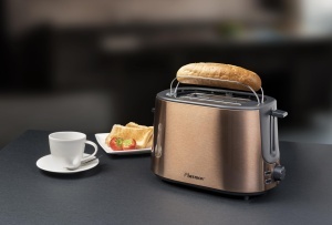 Toaster Bestron ATS1000CO, 1000W, 2 fante, inox cu aspect cupru - Img 2