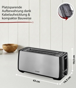 Toaster Cloer 3579 pentru 4 felii XXL, 1500W, inox negru - Img 5