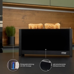 Toaster cu fante lungi Ritter Volcano 5, design ingust, functie de dezghetare, negru - Img 4