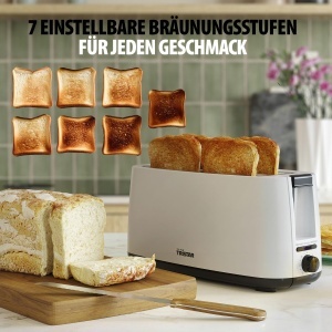 Toaster cu fante lungi Tristar BR-1057, 1400W, 7 trepte de rumenire, alb - Img 4
