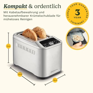 Toaster Cuisinart Smart Elite cu 2 fante, inox, functii Bagel si decongelare - Img 10