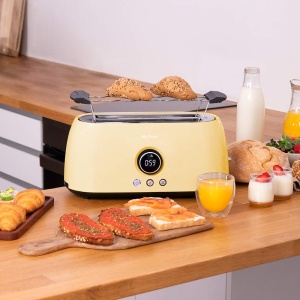 Toaster digital Cecotec ClassicToast 15000, 1500W, 4 felii, 2 sloturi extra-largi, galben - Img 2
