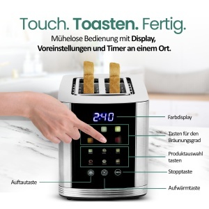 Toaster EMERIO TO-132888 din inox, 800W, 2 toastschlitze, display colorat - Img 2