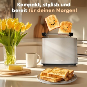 Toaster ProfiCook PC TA 1279, 2 felii, inox, 700-850 W, sloturi extra late - Img 2