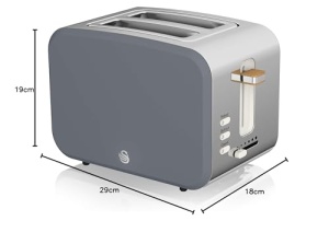 Toaster Swan Nordic, 2 felii, 6 niveluri rumenire, inox, gri - Img 7