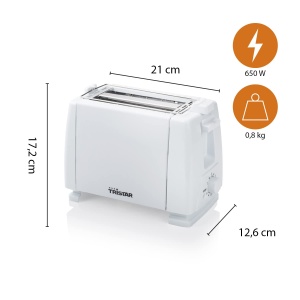 Toaster Tristar BR-1009, 650 W, 2 felii, 6 niveluri rumenire, Alb - Img 3