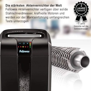 Tocator de hartie Fellowes cu 12 coli, taiat particule (P4) Tocator de hartie pentru birou, Powershred 73Ci, Distrugator cu tehnologie 100% fara blocaj, Safesense, Sistem de economisire a energiei, Cos de reciclare 23L, Tocator CD - Img 6