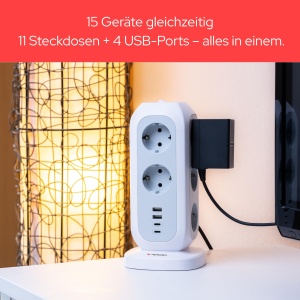 Tornada de Priza Verbatim EUPT-01, 15-in-1, 11 Priza Euro, 2 USB-C, 2 USB-A, 3600W - Img 6