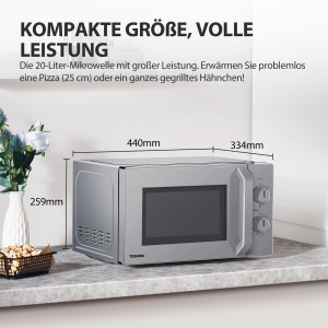 Toshiba MW2-MG20PF(SL) Cuptor cu microunde cu functie de gratar crocant si gatit combinat, 5 niveluri de putere, putere gratar de 1000 W, argintiu - Img 5