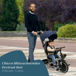 Tricicleta Chicco 4in1, Cadru metalic, Roti din cauciuc EVA, Sistem de siguranta 4 puncte - Img 2