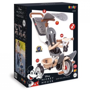 Tricicleta copii Smoby Baby Balade Plus Mickey Mouse, pentru 10 luni, cu maner si parasolar - Img 2