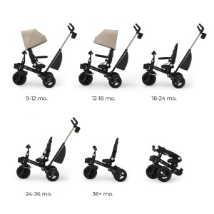 Tricicleta Kinderkraft Aveo 2 PRO 6in1, Bej, Compacta si Regabila - Img 3