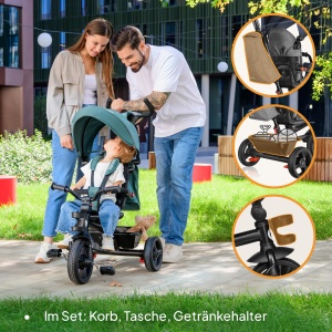 Tricicleta LIONELO Haari 2in1 cu maner ajustabil, roti din PU, pentru copii 18 luni - 25 kg - Img 6