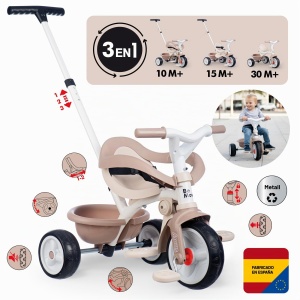 Tricicleta Smoby Be Move Komfort, bej, cu maner ajustabil, pentru copii de la 10 luni - Img 2