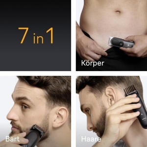 Trimmer Braun Multigroom Series 5 AIO5520, 7-in-1, 14 lungimi, gri - Img 3