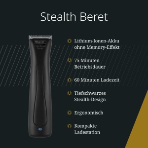 Trimmer contur Wahl Stealth Beret, profesional, negru, cablu si fara cablu - Img 2