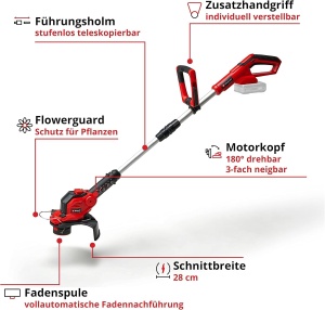 Trimmer de iarba Einhell GE-CT 1828 Li-Solo, 18V, 28 cm - Img 3