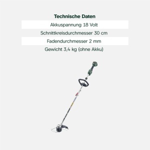 Trimmer de iarba Metabo RTD 18 LTX BL 30, Motor fara perii, Usor de utilizat - Img 3