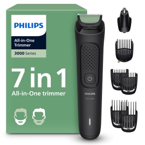 Trimmer electric Philips Multigroom 3000 MG393015, 7 accesorii, 10 lungimi, acumulator 60 min