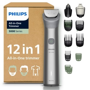 Trimmer electric Philips Multigroom Series 5000, 12 accesorii, 20 lungimi, acumulator 120 min