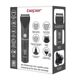 Trimmer multifunctional Beper P304CAP050, 12 accesorii, lame din otel, LED, USB-C - Img 7