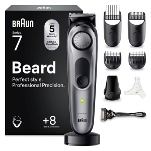 Trimmer pentru barba Braun BT7420, 40 lungimi, gri, cu acumulator