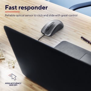 Trust Carve Mouse Optic cu Fir, Mouse cu Fir cu Port USB, 3 Butoane si Rotita de Derulare, 1200 DPI, pentru Dreptaci si Stangaci, PC/Laptop - Negru - Img 3