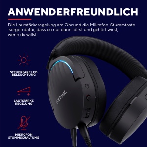 Trust Gaming GXT 490 Fayzo Casti Gaming Sunet Surround USB 7.1, Driver de 50mm, 85% Plastic Reciclat, Microfon cu Anulare A Zgomotului, Casti RGB Over-Ear pentru PC PS5 - Negru - Img 6