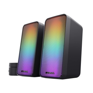 Trust Gaming GXT 611 Wezz 2.0 Difuzor PC cu Iluminare LED RGB, 12W (6W RMS), Mufa AUX de 3.5mm, Sistem de Sunet USB, Difuzoare Stereo pentru PC, Laptop, Tableta, Desktop - Negru - Img 7