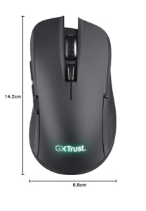 Trust Gaming GXT 923 Ybar Mouse Wireless Reincarcabil Gaming, Latenta Scazuta 2.4GHz, 50 Ore Viata Baterie, 200-7200 DPI, 69% Plastic Reciclat, PC, Laptop, Computer, Windows - Negru - Img 13