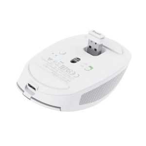 Trust Ozaa Silent Wireless Mouse Bluetooth + 2.4GHz, Compact Multi-Device Wireless Mouse, 60% Plastic Reciclat, Reincarcabil Bluetooth Mouse Laptop PC Computer Windows Android Mac - Alb - Img 12