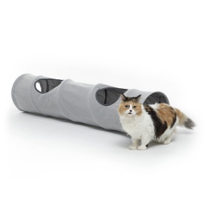 Tunel pentru pisici InnovaGoods, model pliabil, pentru interior si exterior, cu 2 gauri