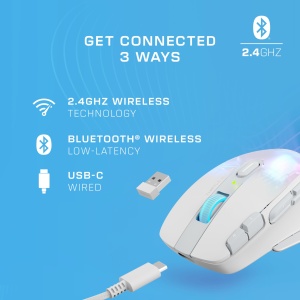 Turtle Beach Kone XP Air - Mouse pentru jocuri RGB wireless, personalizabil si ergonomic, Bluetooth, senzor optic 19K DPI, baterie de pana la 100 de ore si statie de incarcare - alb - Img 5