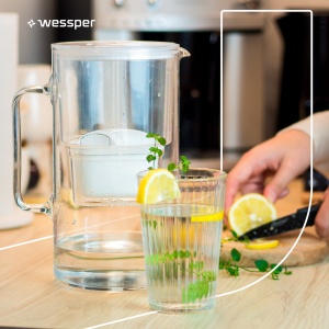 Ulcior cu filtru de apa Wessper 3 L, Set ulcior de apa si 2 cartuse filtrante, compatibil cu Brita Maxtra, carafa de apa pentru apa potabila cu filtru de schimb - alb - Img 7