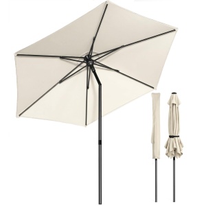 Umbrela de Soare VOUNOT 270 cm, Negru, UV 50, Design Inclinat
