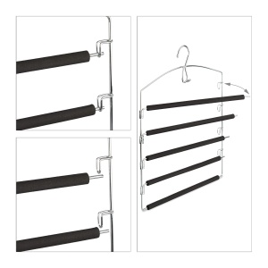 Umeras pentru pantaloni Relaxdays, set 3 bucati, metal, 44,5x37 cm, argintiunegru - Img 6