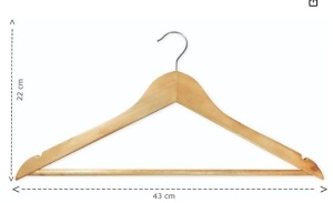 Umerase din lemn Jocca cu bara pentru pantaloni si carlige cromate 44 x 16 cm - Img 3
