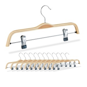 Umerase pentru haine Relaxdays, set 12 bucati, lemn, cu cleme ajustabile, 37,5 cm