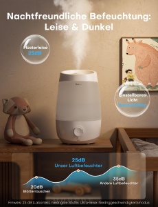 Umidificator AROEVE, 2.5L, 250 mlh, Alb - Img 6