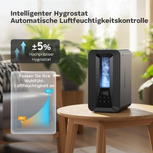 Umidificator AROEVE 5L cu Aroma Diffuser, 300 mlh, 25 dB, Nocturn - Img 5