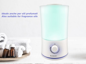 Umidificator si difuzor aromaterapie Beper 70.401, 2.4L, 30W, LED 7 culori, Alb - Img 5