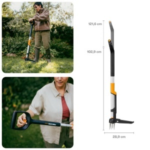 Unelte de gradinarit Fiskars X-Series Unkrautstecher, 120 cm, D-Grip, NegruPortocaliu - Img 2