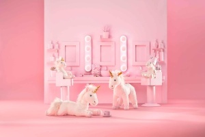 Unicorn de plus Steiff 067662 - 27 cm, alb, cu detalii aurii - Img 3