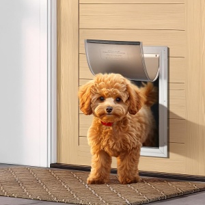 Usa pentru animale VEVOR CWM01-L, din aluminiu, 337 x 509 mm, alba, rezistenta la intemperii - Img 8