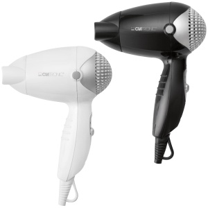 Uscator de par de calatorie Clatronic(r) | Dimensiuni compacte | 1200 wati | 2 niveluri de temperatura/putere | Duza de formare rotativa la 360deg (detasabila) | Bucla de agatare | Uscator de par | HT 3393 alb sau negru