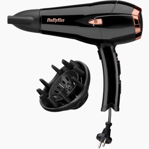 Uscator de par ionic Babyliss Cordkeeper 2000 D373E, functie unica de retragere a cablului in maner, 2000 wati negru
