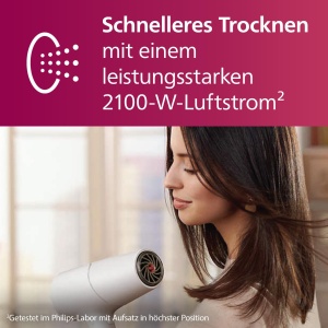 Uscator de par Philips seria 5000, tehnologie ThermoShield, functie de ionizare, 2.100 W, alb, cu duza de coafare si difuzor de volum, model BHD500/20 - Img 3