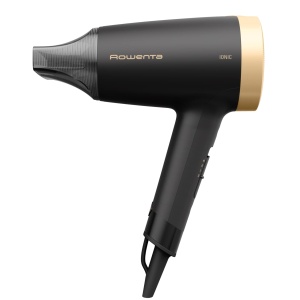 Uscator de par Rowenta CV1811 Express Style | 1900 Effiwatt | 2 Setari | Tehnologia ionilor | Puternic | Buton aer rece | Cablu de alimentare de 1,8 m | Design compact si ultra-usor | Negru/Auriu - Img 2