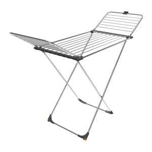 Uscator de rufe Vileda Max din inox pliabil pentru interior si exterior cu roti si accesorii practice